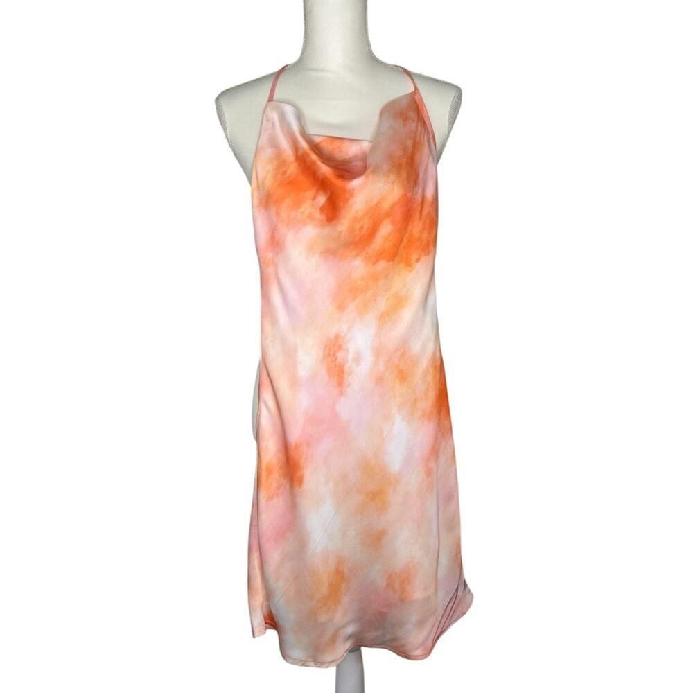 Peppermayo Winona Halter Slip Dress in Peach Tie Dye Mini Dress US 2 NWT